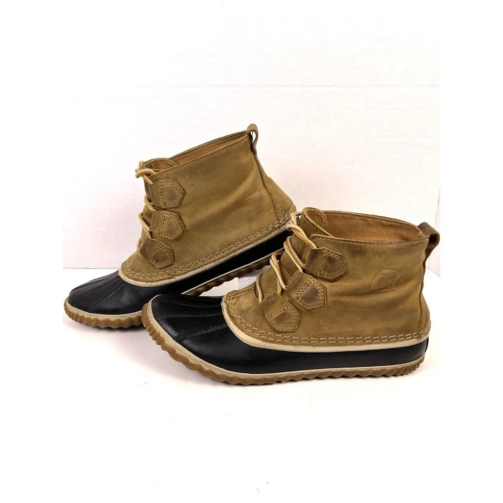 Sorel Women's Two-Tone Waterproof Duck Boots - Black & Tan